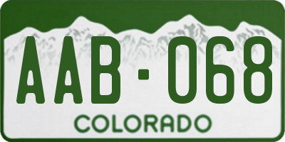 CO license plate AAB068