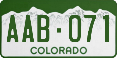 CO license plate AAB071