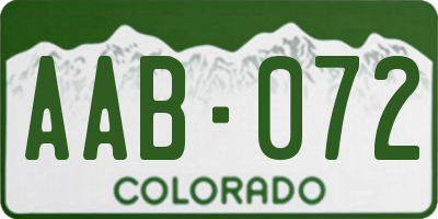 CO license plate AAB072