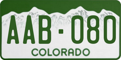 CO license plate AAB080