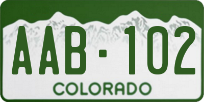 CO license plate AAB102
