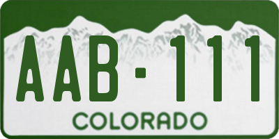 CO license plate AAB111