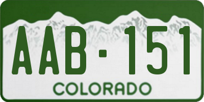 CO license plate AAB151