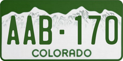 CO license plate AAB170