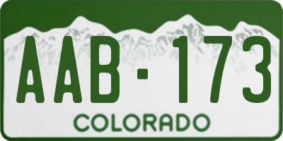 CO license plate AAB173