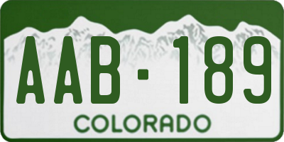 CO license plate AAB189