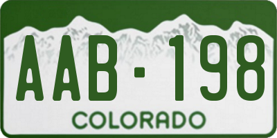 CO license plate AAB198