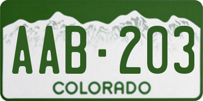 CO license plate AAB203