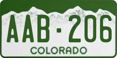 CO license plate AAB206