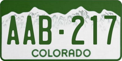 CO license plate AAB217