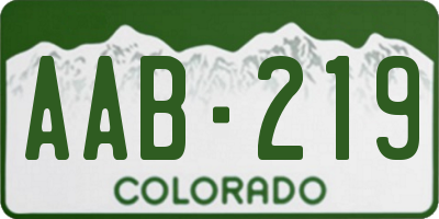 CO license plate AAB219