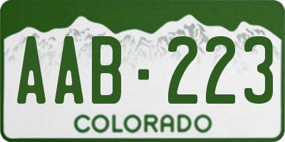 CO license plate AAB223