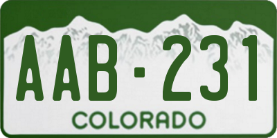CO license plate AAB231