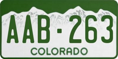 CO license plate AAB263