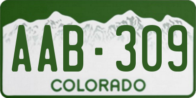 CO license plate AAB309