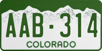 CO license plate AAB314