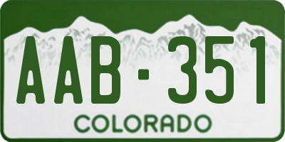 CO license plate AAB351