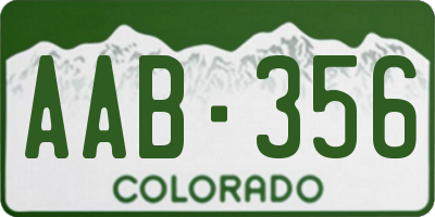 CO license plate AAB356