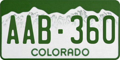 CO license plate AAB360