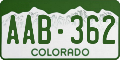 CO license plate AAB362