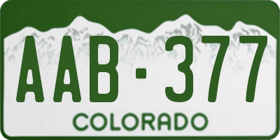 CO license plate AAB377