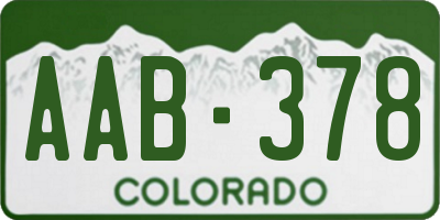 CO license plate AAB378