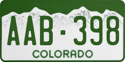 CO license plate AAB398