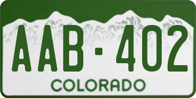 CO license plate AAB402