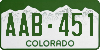 CO license plate AAB451