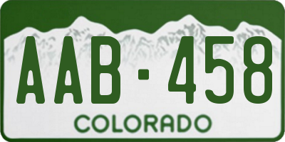 CO license plate AAB458
