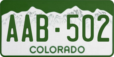 CO license plate AAB502