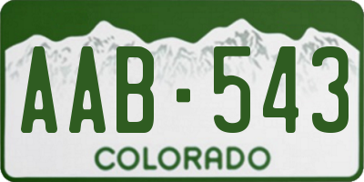 CO license plate AAB543
