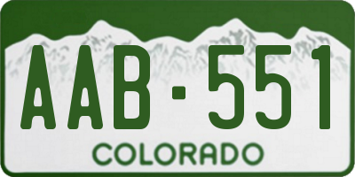 CO license plate AAB551