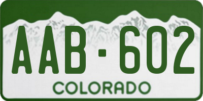 CO license plate AAB602