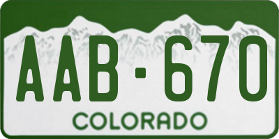 CO license plate AAB670