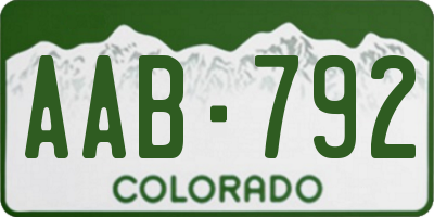 CO license plate AAB792
