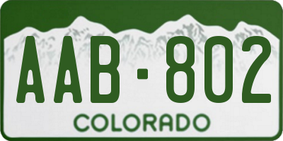 CO license plate AAB802