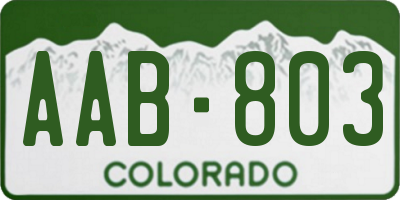 CO license plate AAB803