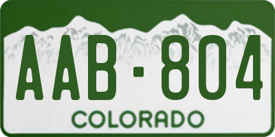 CO license plate AAB804
