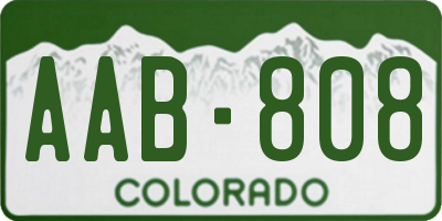 CO license plate AAB808