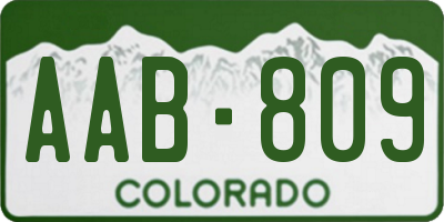 CO license plate AAB809