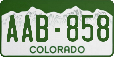 CO license plate AAB858
