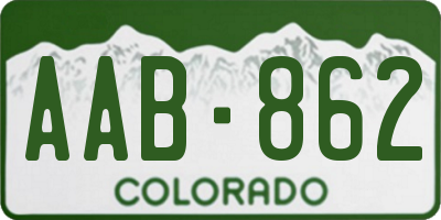 CO license plate AAB862