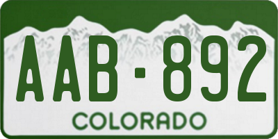 CO license plate AAB892