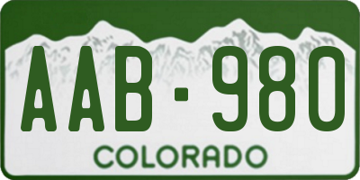 CO license plate AAB980