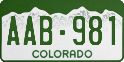 CO license plate AAB981
