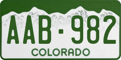 CO license plate AAB982