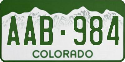 CO license plate AAB984