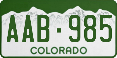 CO license plate AAB985