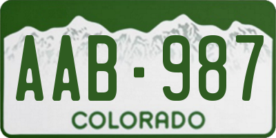 CO license plate AAB987